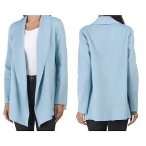 Theory 100% Cashmere Coat Womens Large Sileena Paradise Blue Open Relaxed Luxury